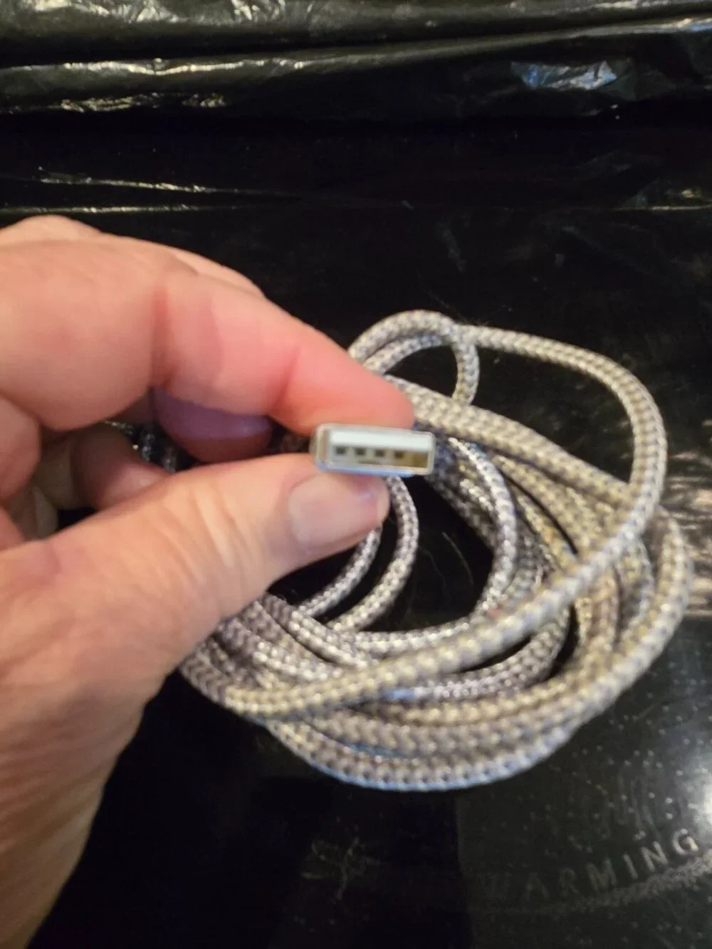 Charging Cord IPhone IPads USB-C to Lightening Gray Braided 10-ft